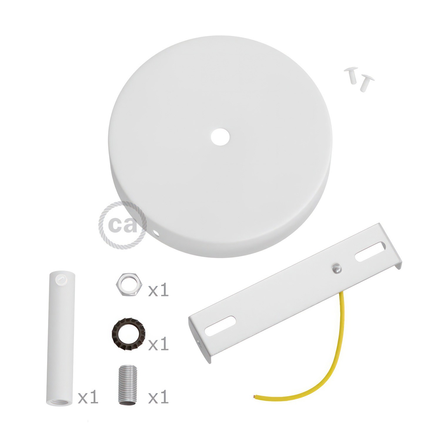 Zylindrischer Lampenbaldachin Kit aus Metall mit 7 cm Kabelklemme