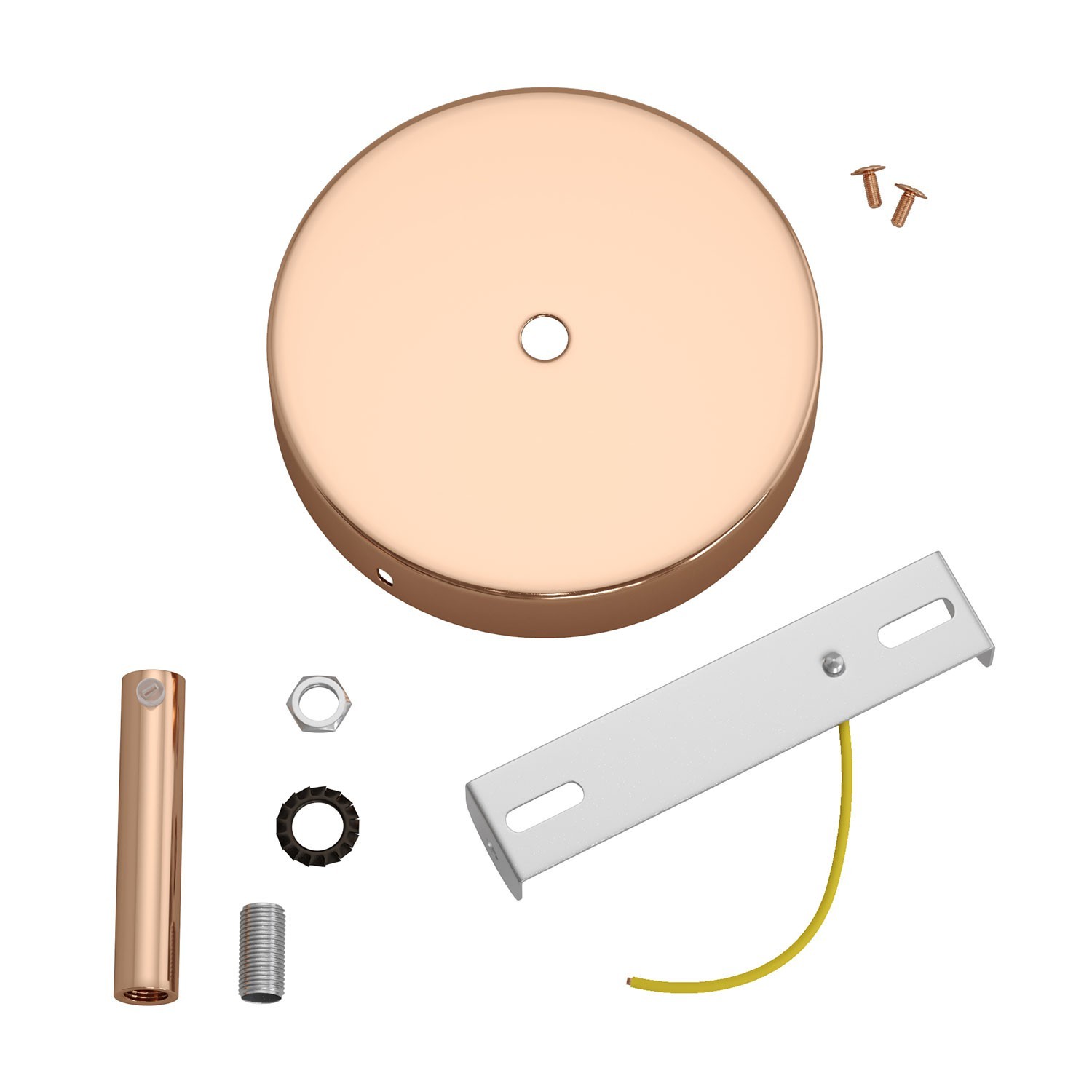 Kit rosace cylindrique en métal avec serre-câble de 7 cm