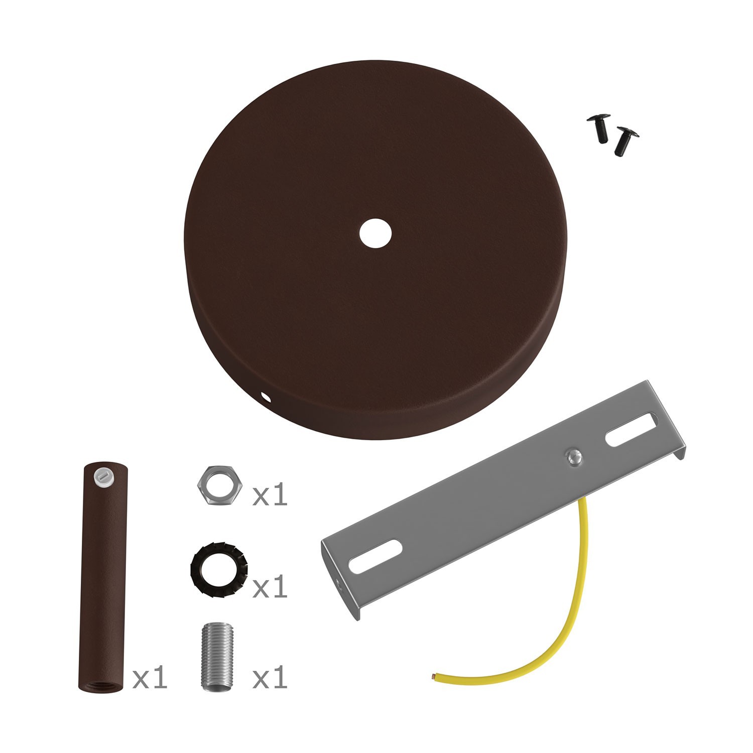 Kit rosace cylindrique en métal avec serre-câble de 7 cm