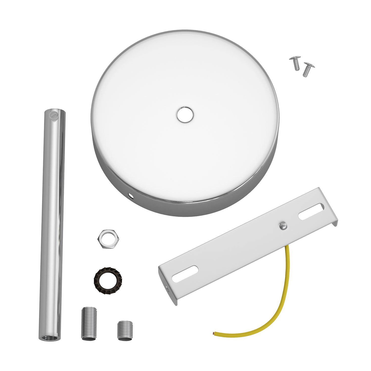 Kit rosone cilindrico in metallo con serracavo da 15 cm