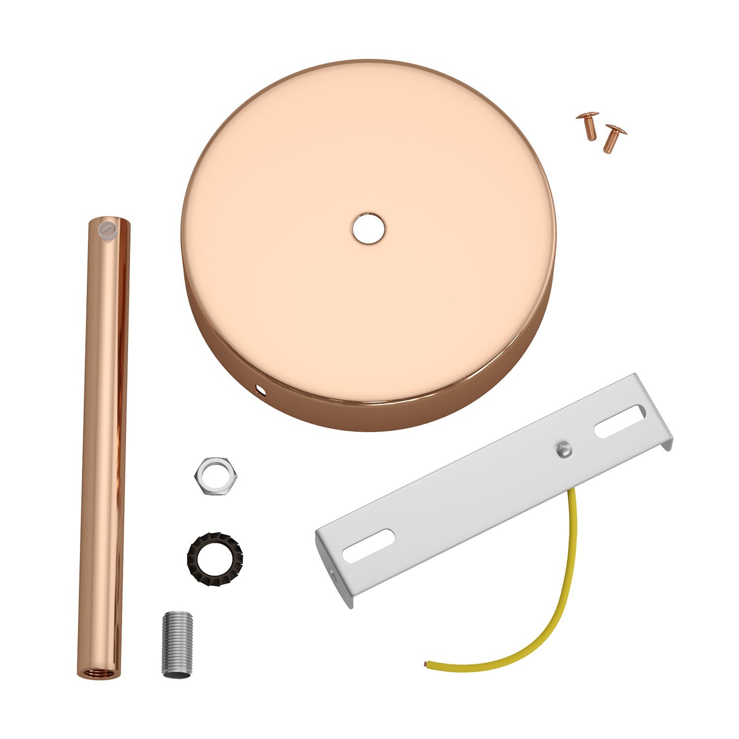 Kit rosone cilindrico in metallo con serracavo da 15 cm