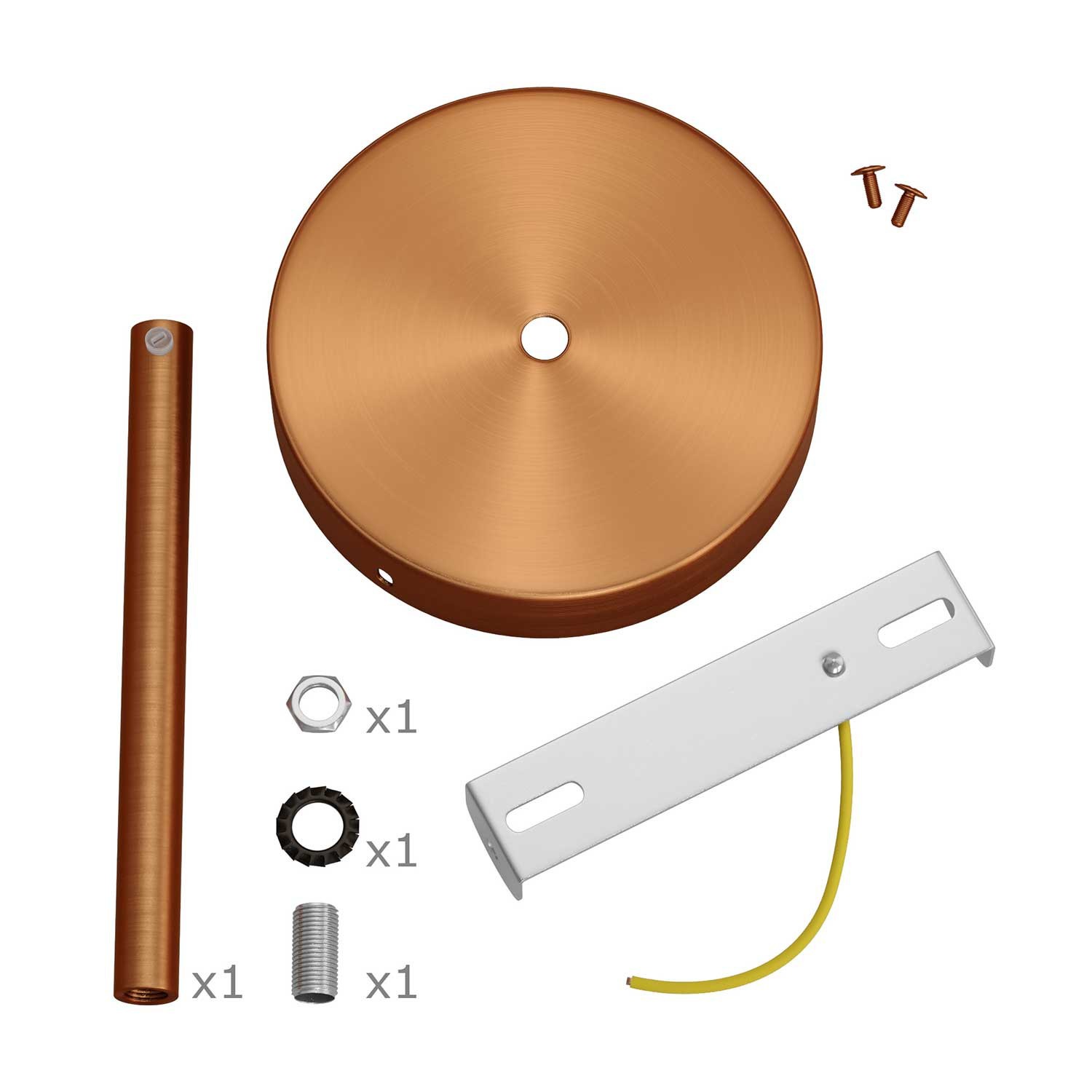 Kit rosace cylindrique en métal avec serre-câble de 15 cm