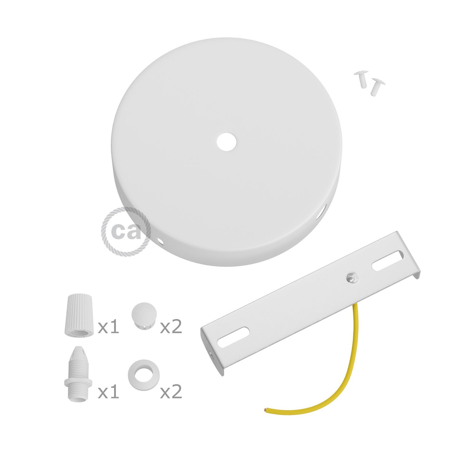 Kit rosace cylindrique en métal avec 1 trou central et 2 trous latéraux