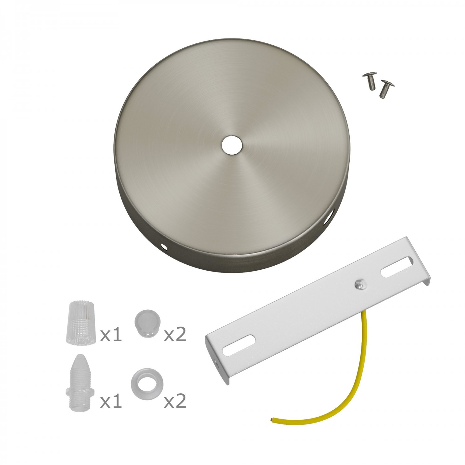 Kit rosace cylindrique en métal avec 1 trou central et 2 trous latéraux