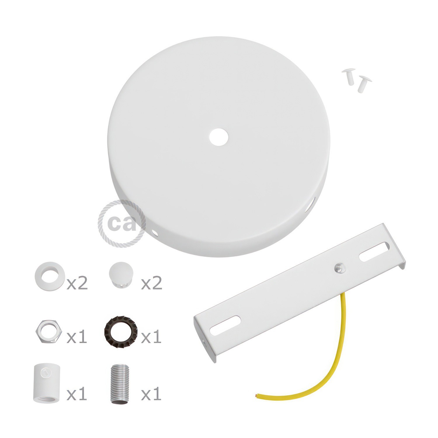 Kit rosace cylindrique en métal avec 1 trou central et 2 trous latéraux