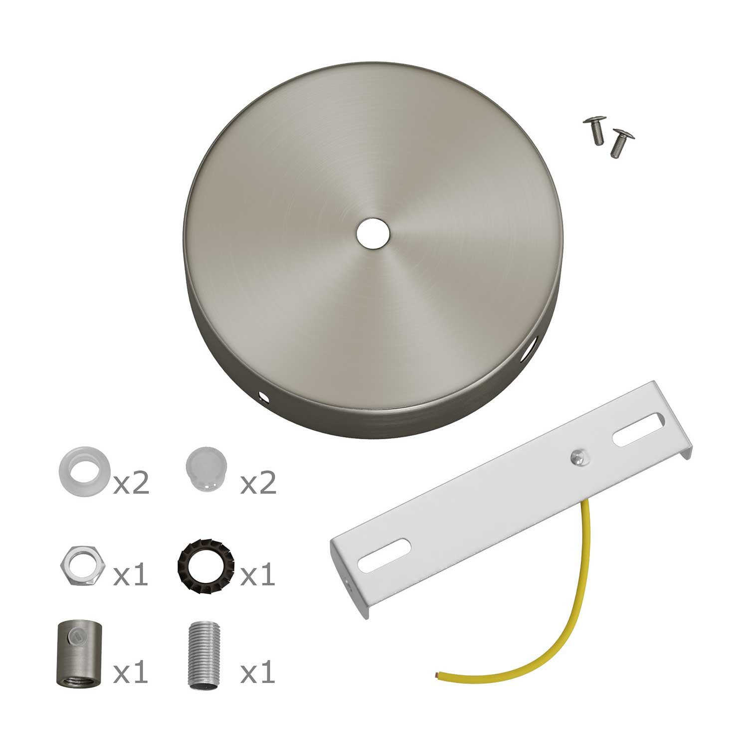 Kit rosace cylindrique en métal avec 1 trou central et 2 trous latéraux