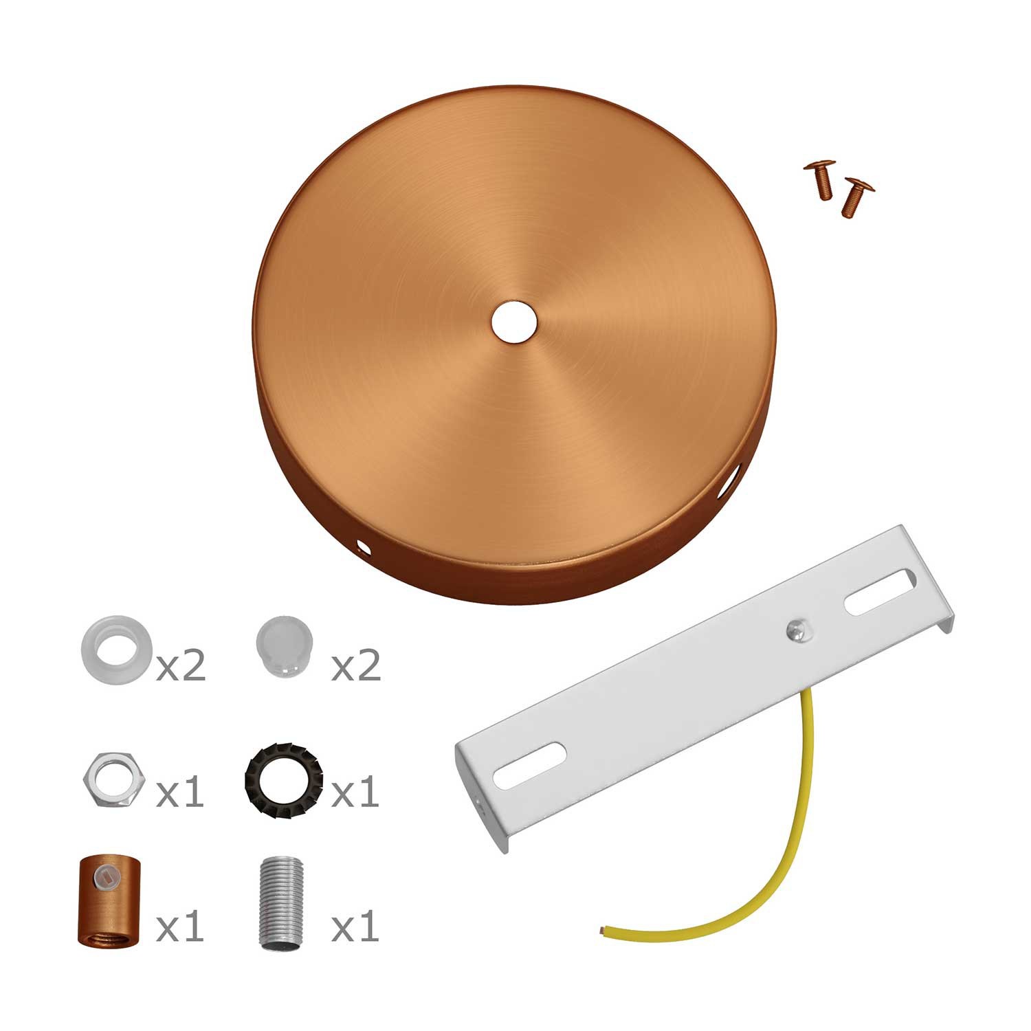 Kit rosace cylindrique en métal avec 1 trou central et 2 trous latéraux