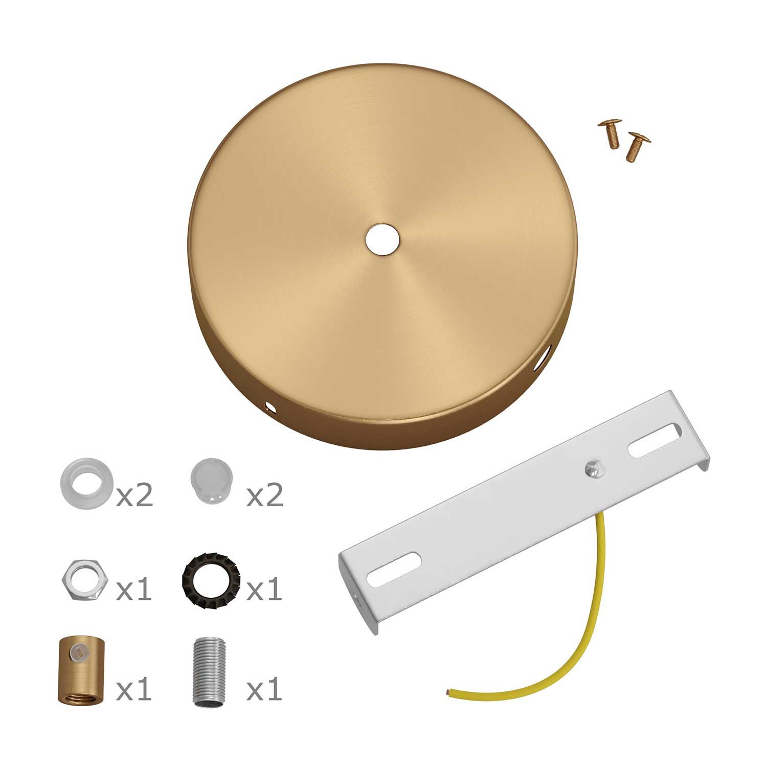 Kit rosace cylindrique en métal avec 1 trou central et 2 trous latéraux