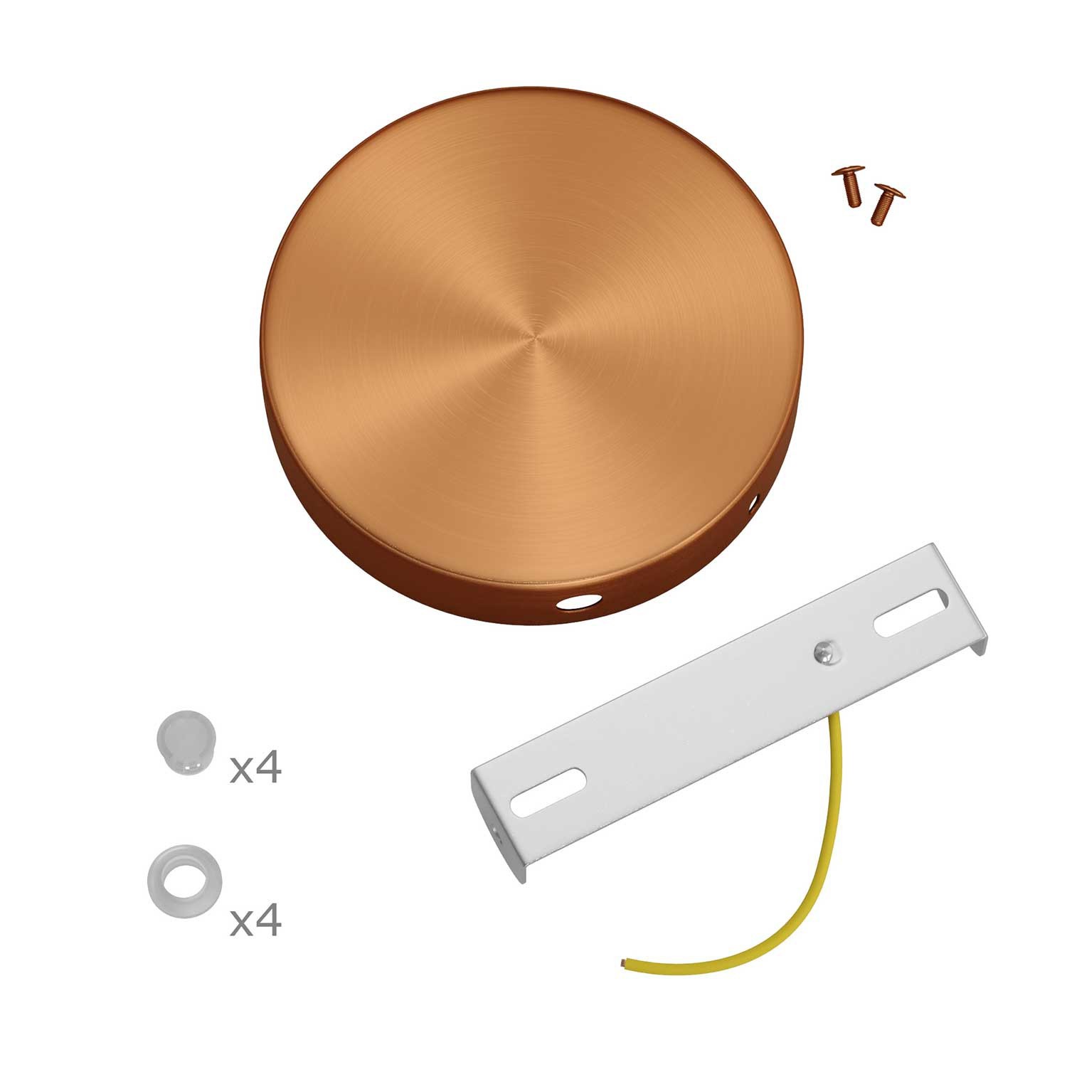 Kit rosone cilindrico in metallo a 4 fori laterali (scatola di derivazione)