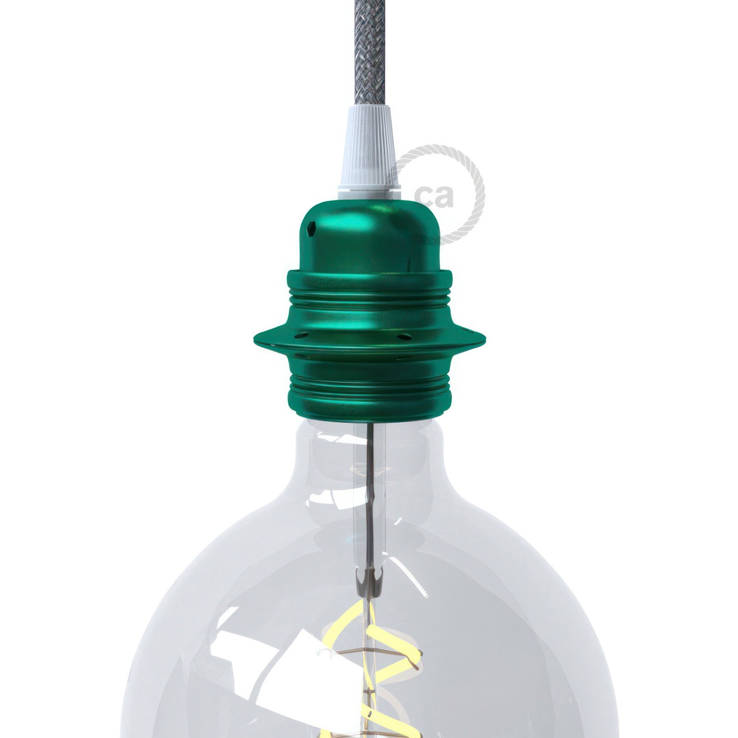 Kit E27 Lampenfassung aus Metall mit Doppelklemmring für Lampenschirm