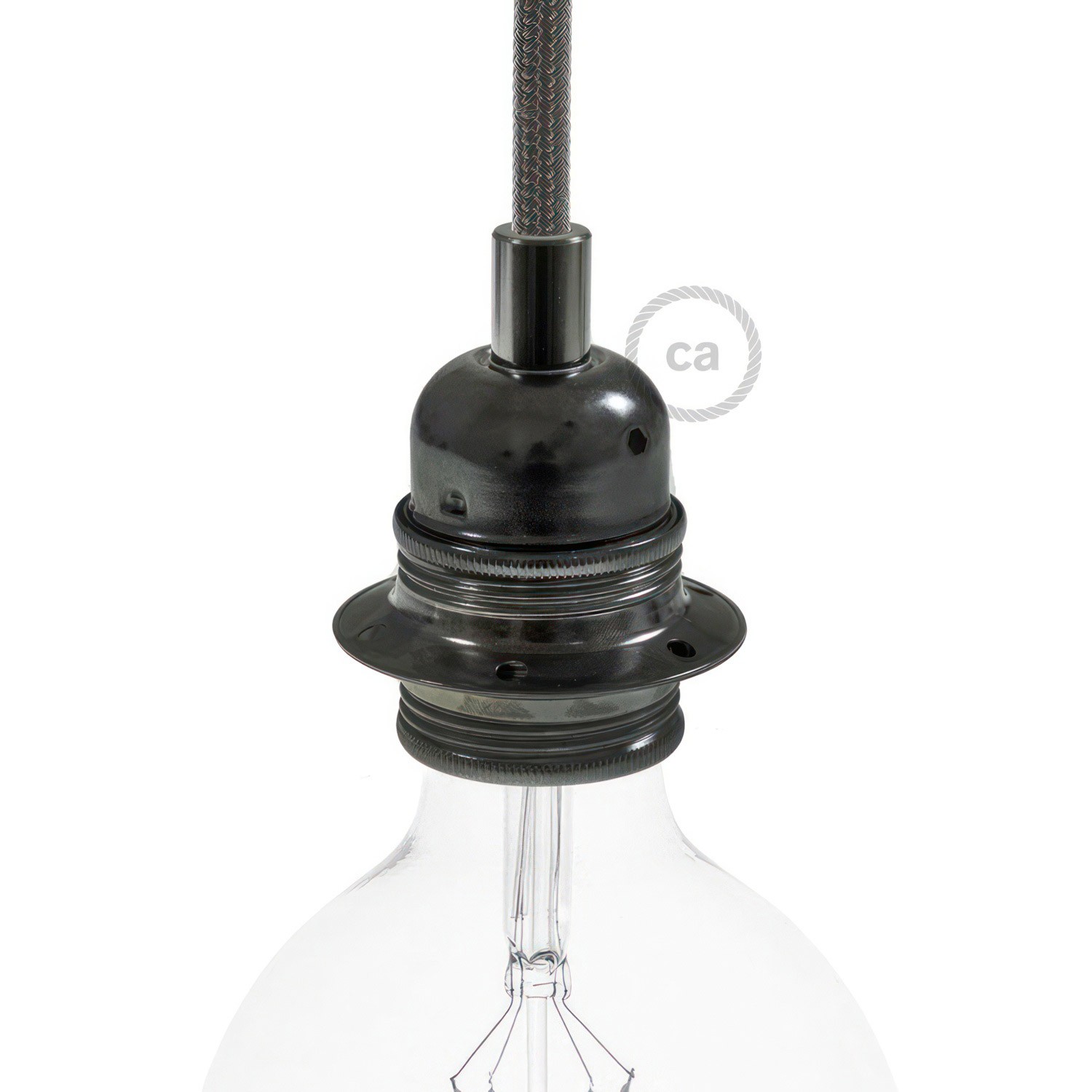 Kit E27 Lampenfassung aus Metall mit Doppelklemmring für Lampenschirm