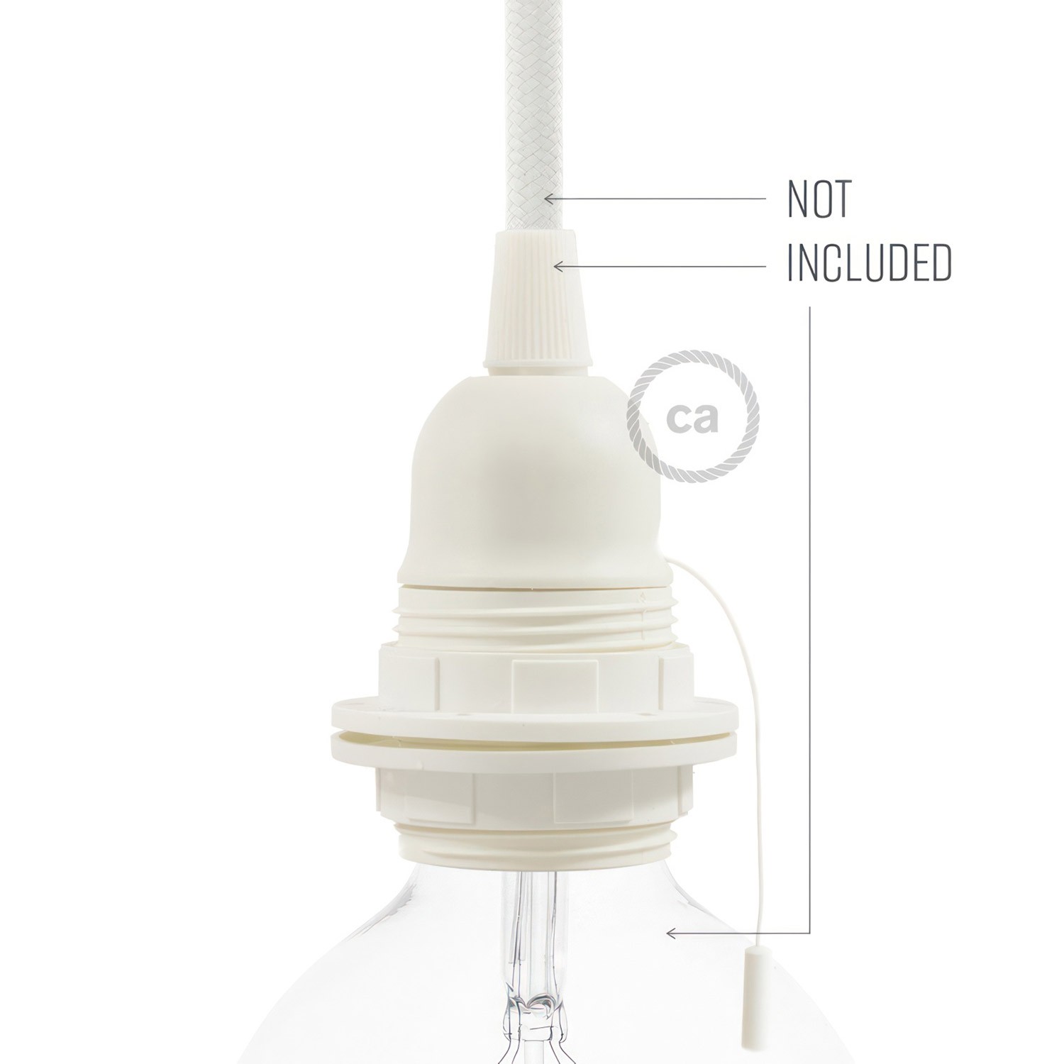 E27-Lampenfassungs-Kit aus Thermoplastische mit Doppelklemmring und Zugschalter für Lampenschirme