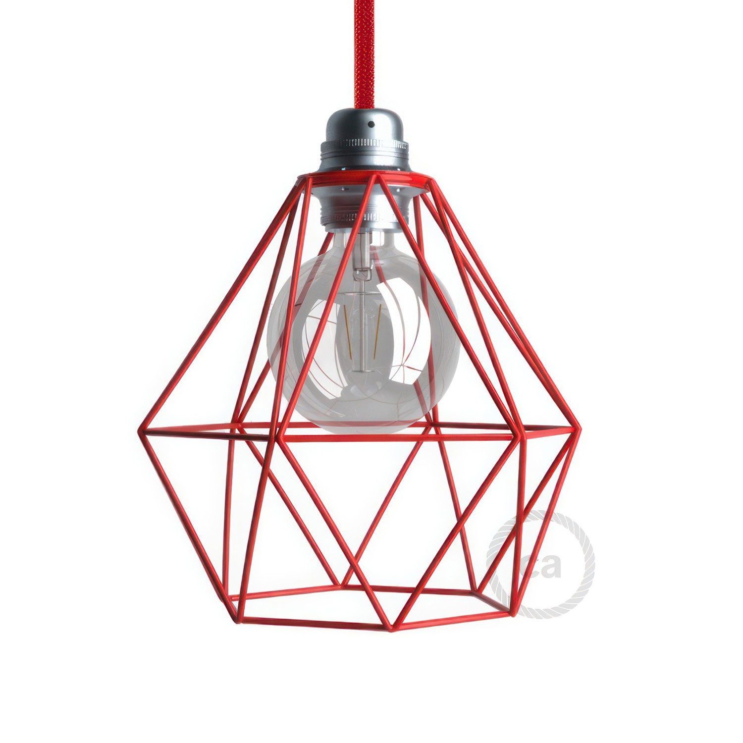 Diamantförmiger Lampenschirmkäfig aus Metall mit E27-Fassung