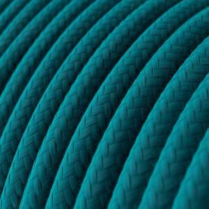Câble électrique rond en coton de couleur unie bleu céruléen RC21