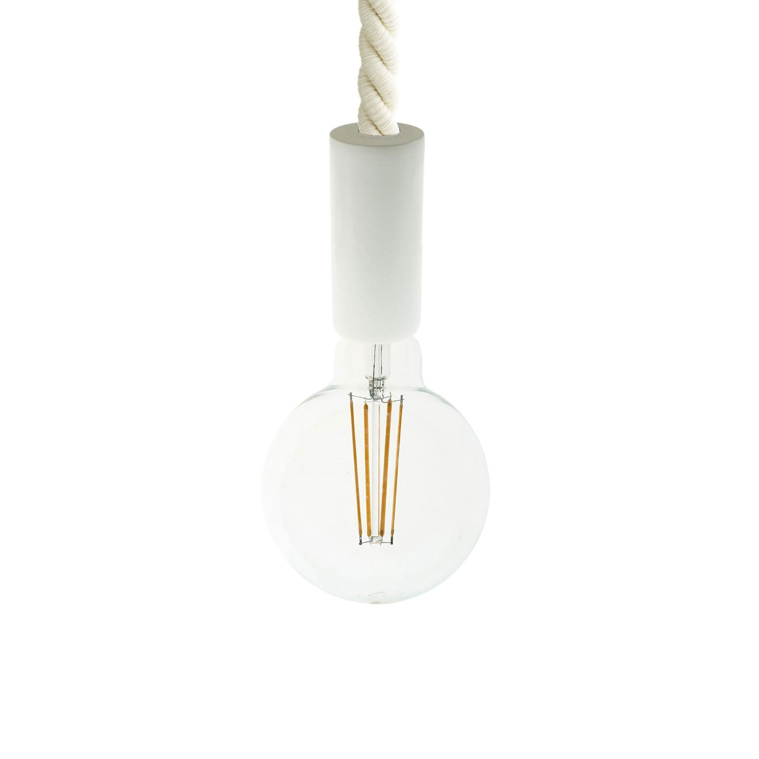 Lampada a sospensione con cordone nautico 2XL 24 mm con finiture in legno verniciato - Made in Italy