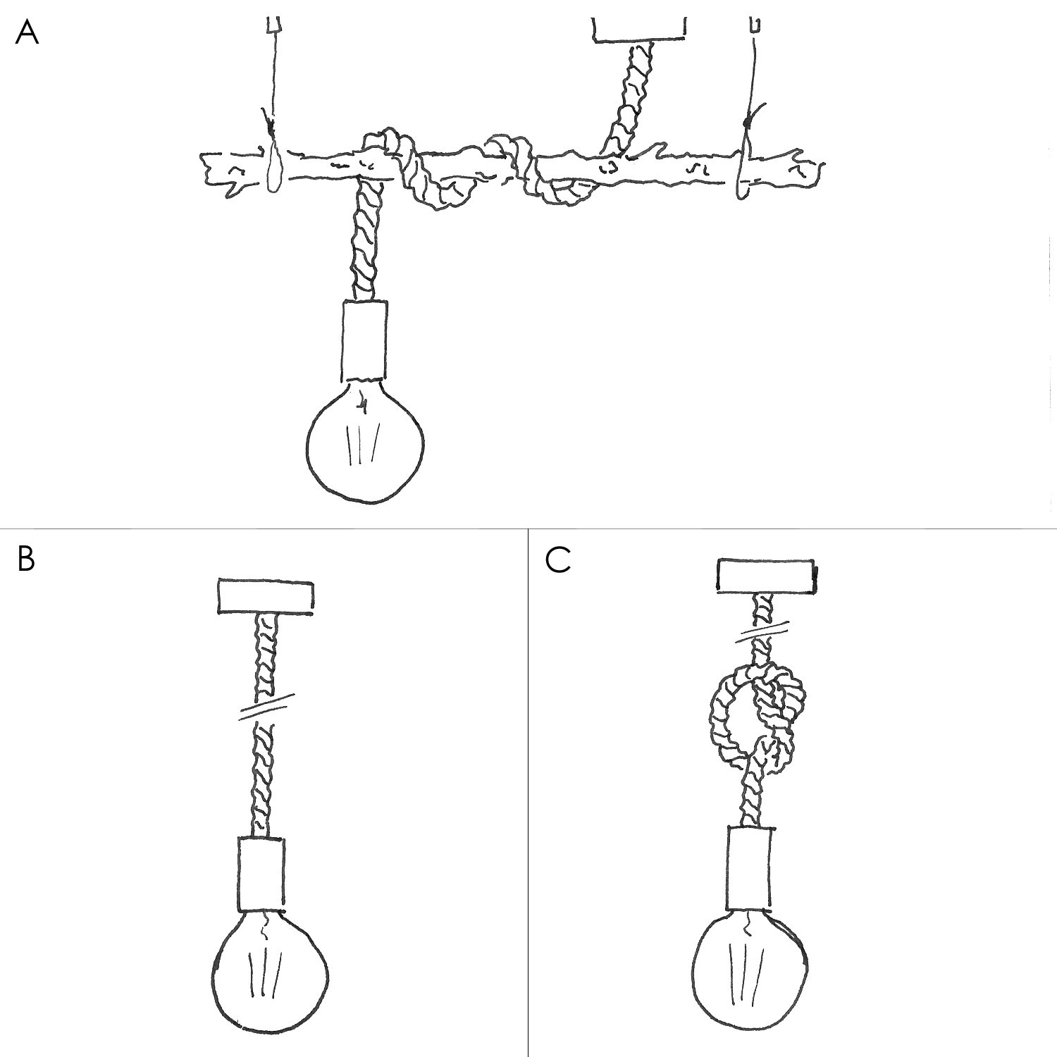 Suspension fabriquée en Italie avec corde 2XL 24 mm finition bois peint