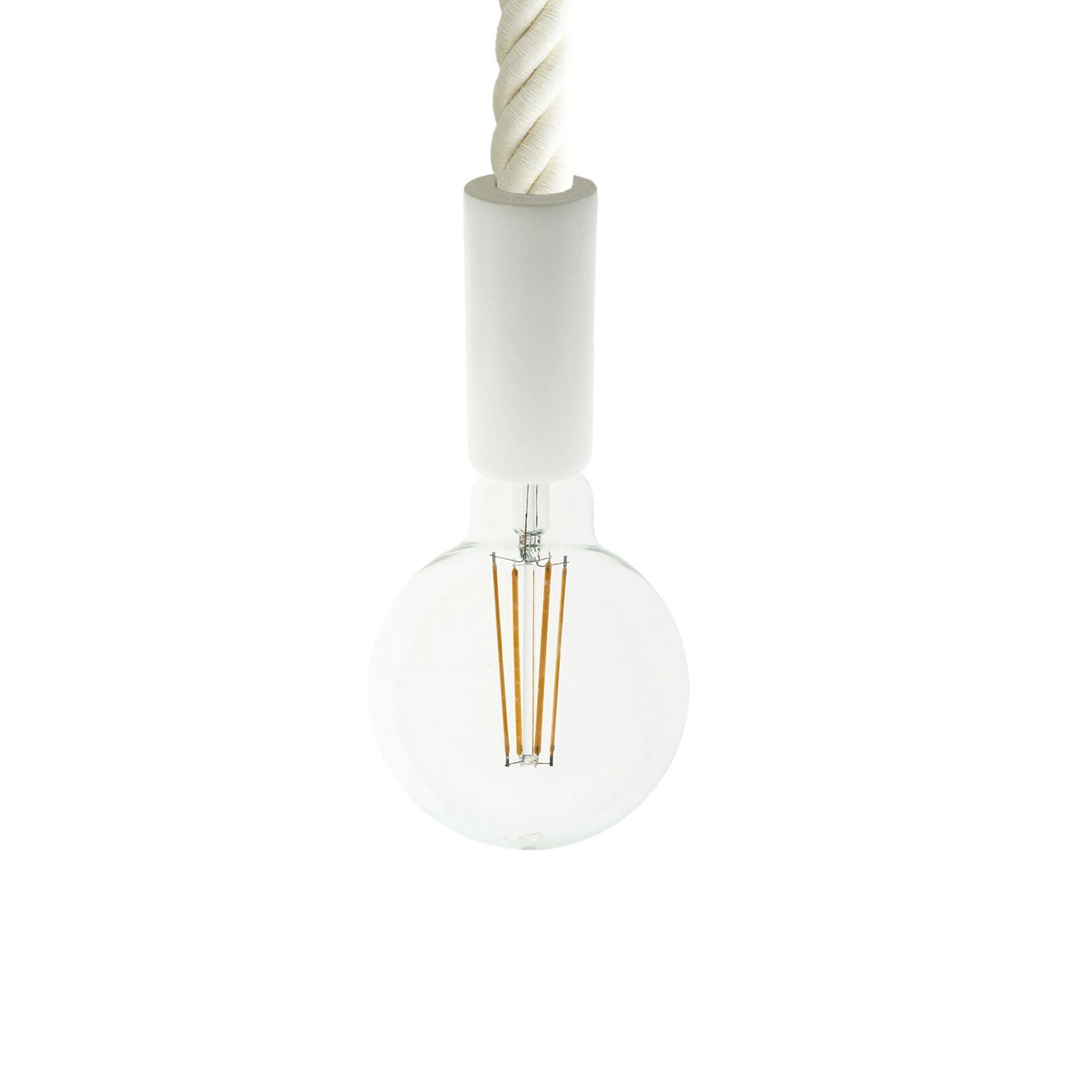 Lampada a sospensione con cordone nautico 3XL 30 mm con finiture in legno verniciato - Made in Italy
