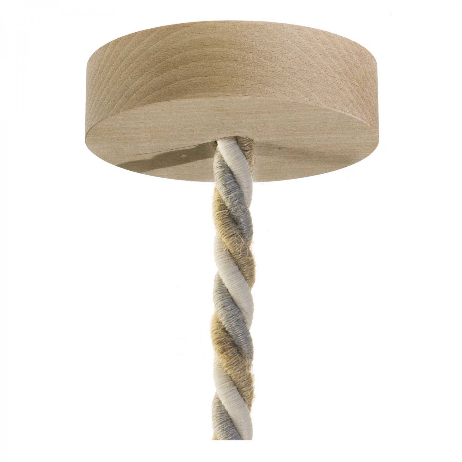 Suspension avec corde XL et douille en bois - Made in Italy