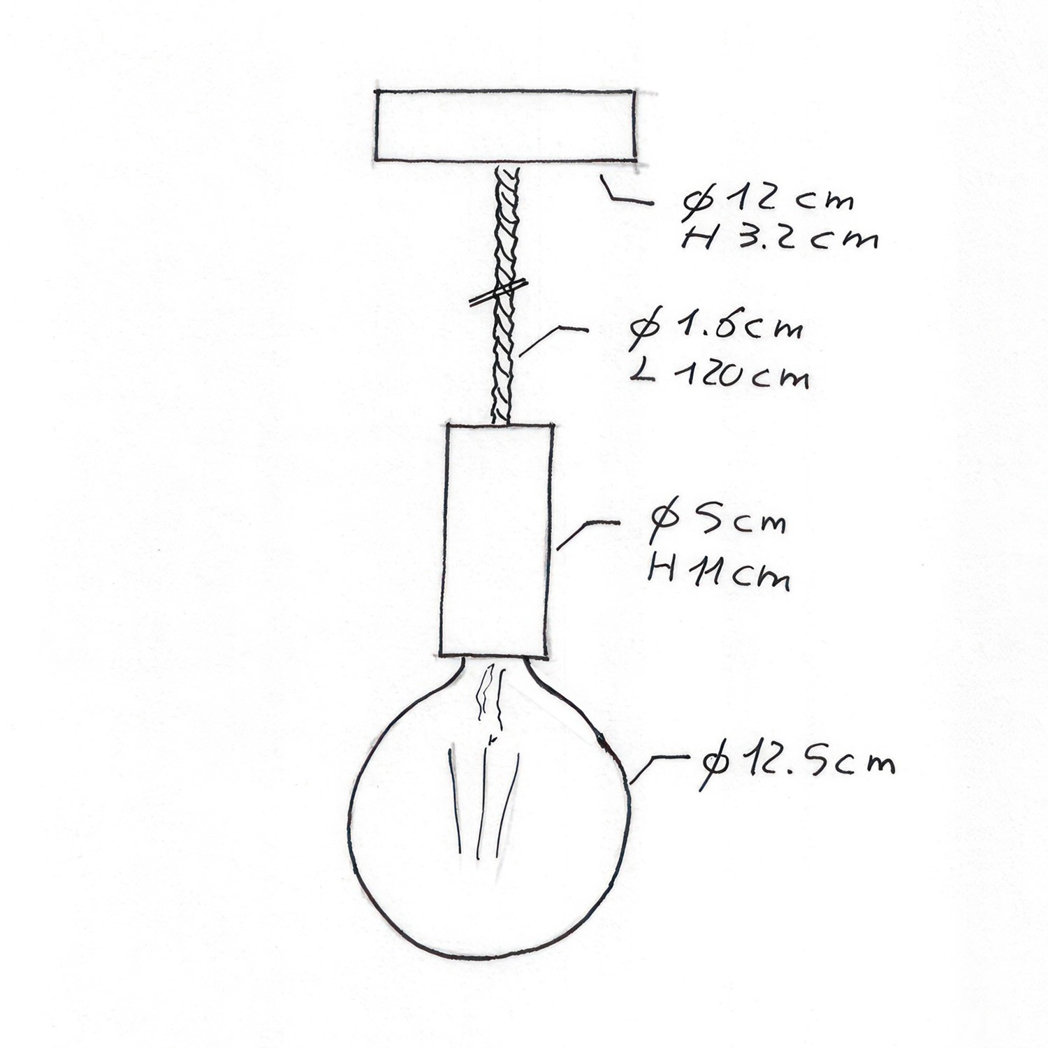 Lampada a sospensione con cordone nautico XL e finiture in legno - Made in Italy