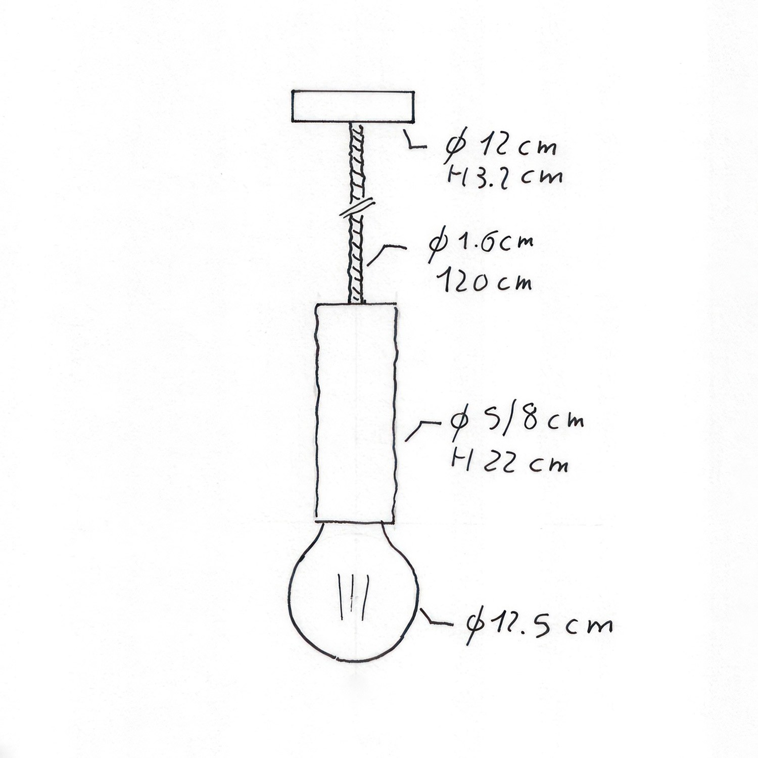 Suspension avec corde XL avec douille à écorce Large - Made in Italy