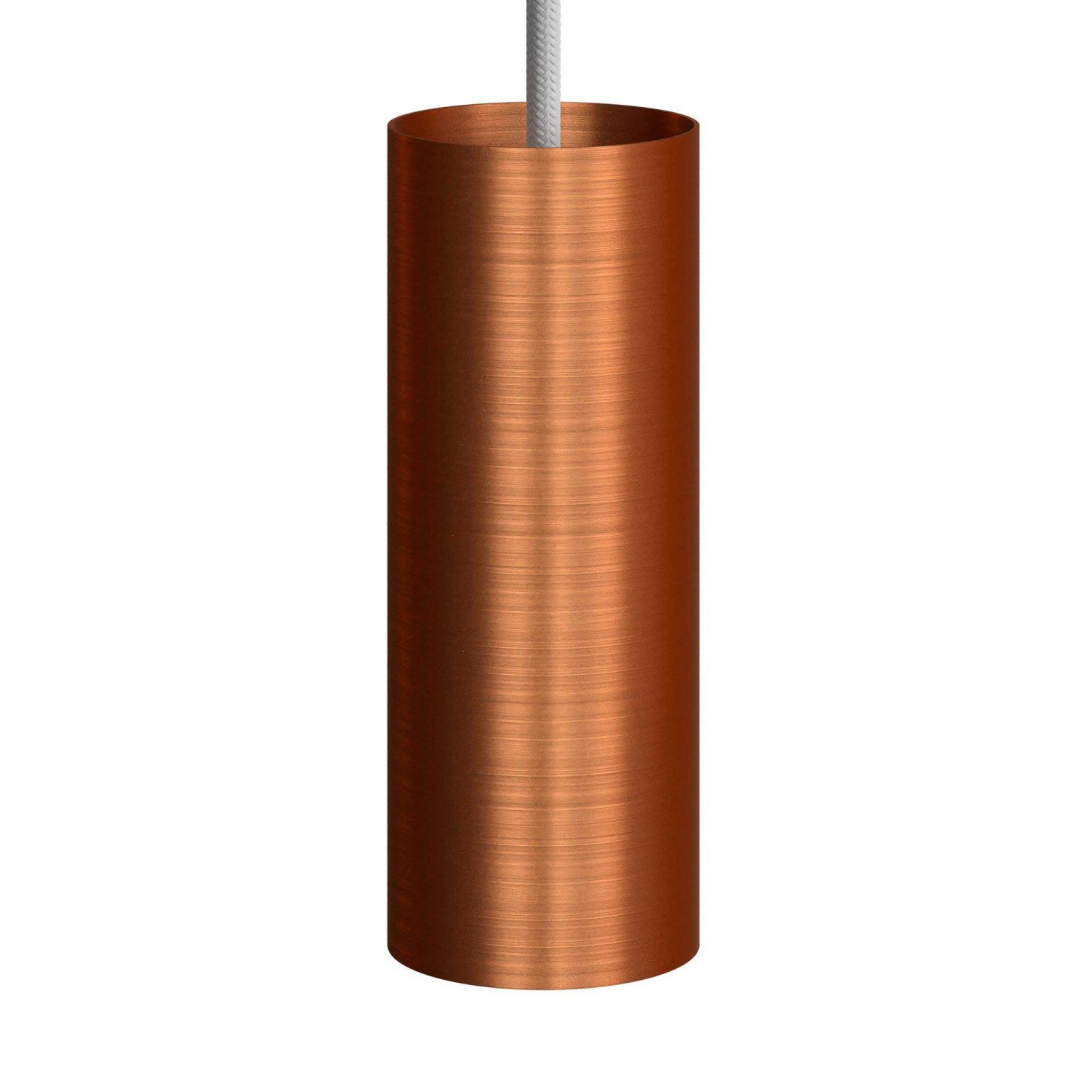 Suspension avec câble textile, abat-jour Tub-E14 et finition en métal - Made in Italy