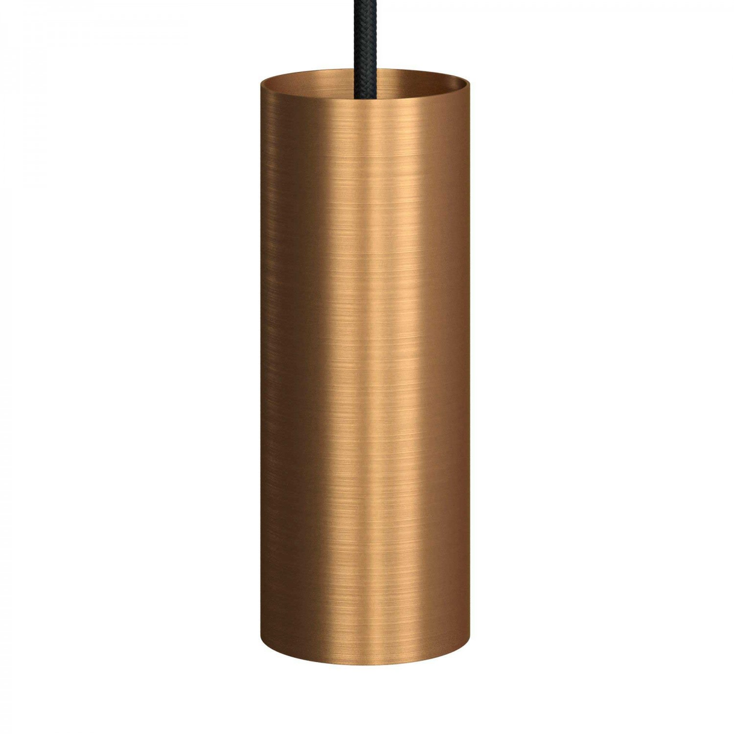 Pendelleuchte mit Textilkabel, Tub-E14 Lampenschirm und Metall-Zubehör - Hergestellt in Italien