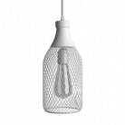 Pendelleuchte mit Textilkabel, flaschenförmiger Lampenschirm Jéroboam und Metall-Zubehör - Hergestellt in Italien