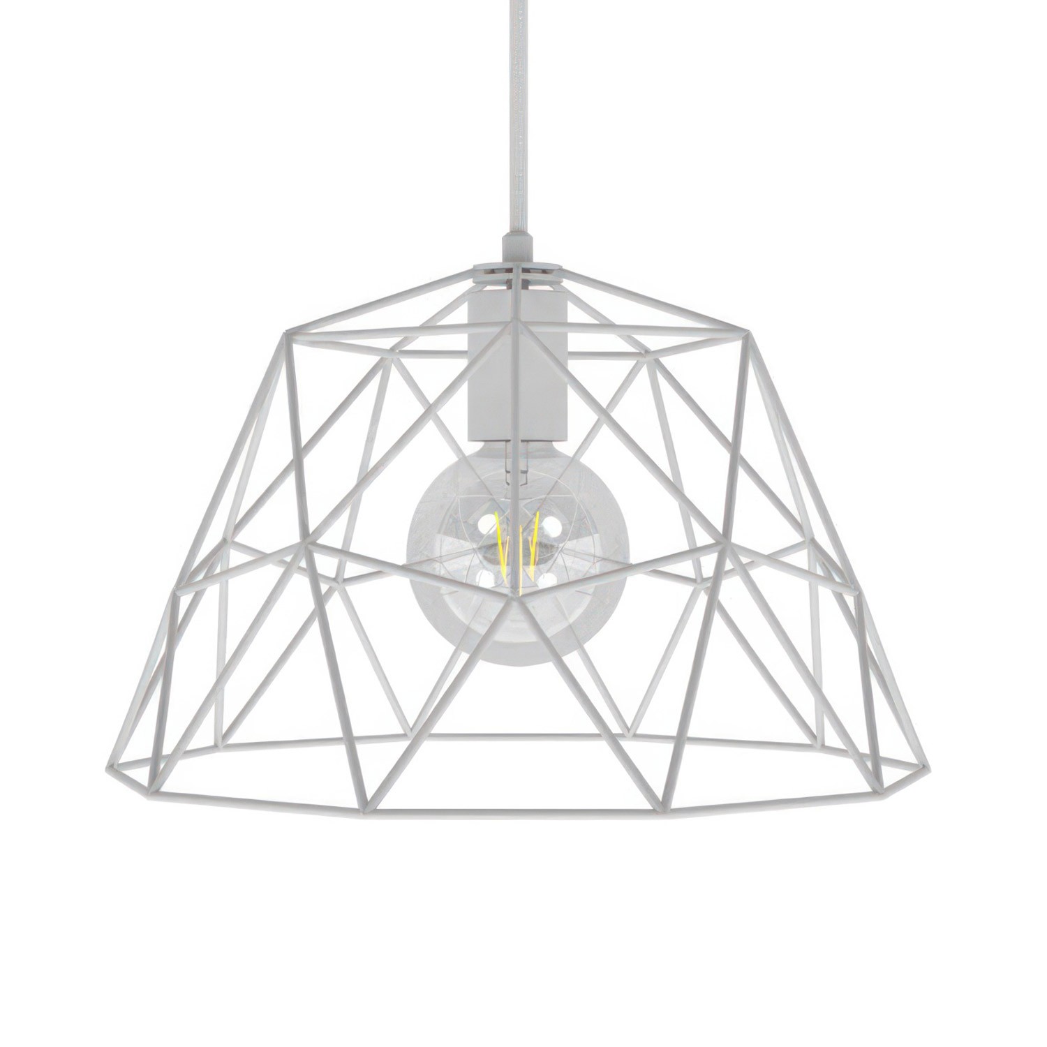 Lampada a sospensione con cavo tessile, paralume Dome e finiture in metallo - Made in Italy