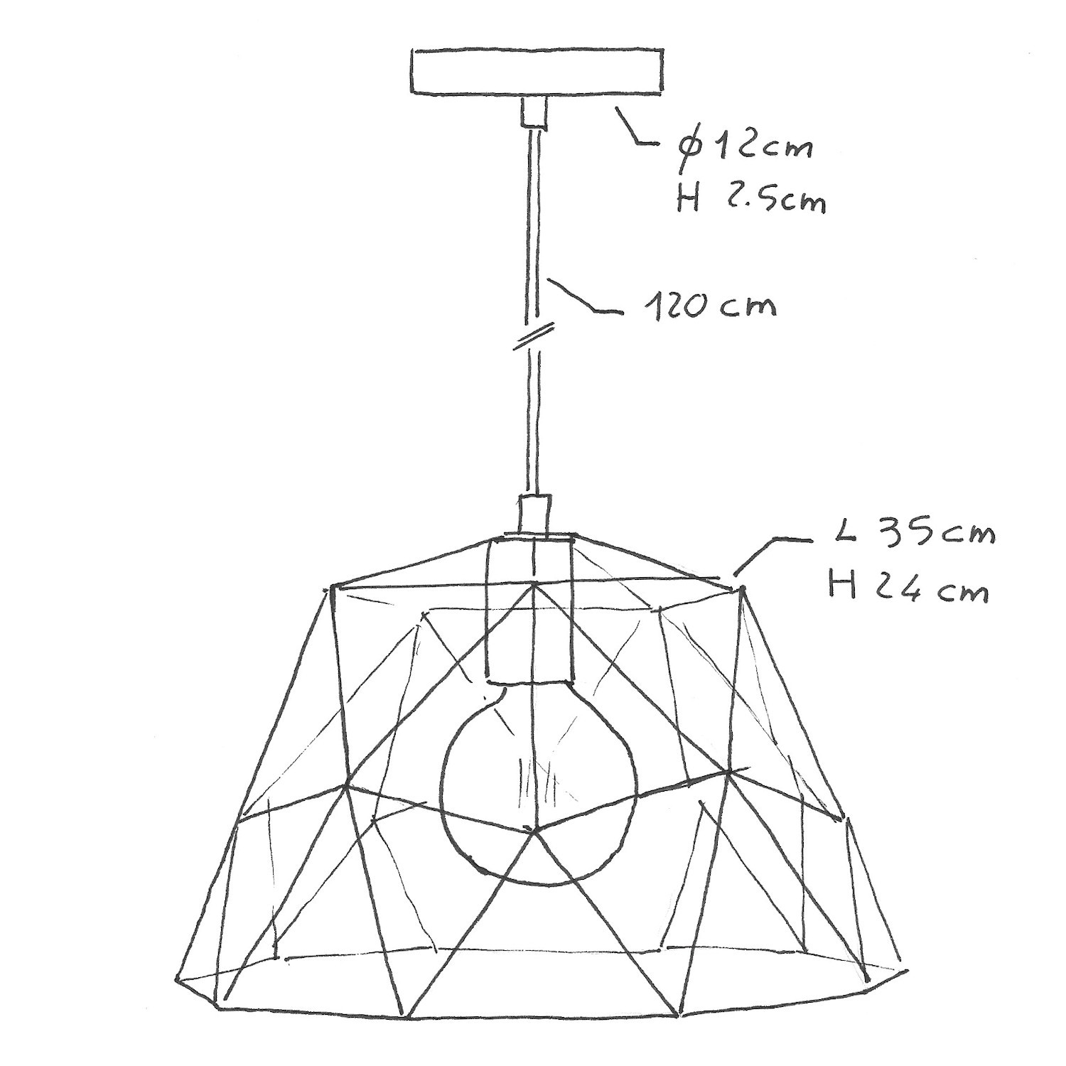 Suspension avec câble textile, abat-jour Dome et finition en métal - Made in Italy