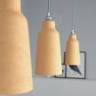 Lampada a sospensione con cavo tessile, paralume Bottiglia in ceramica e finiture in metallo - Made in Italy
