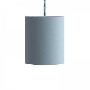Pendelleuchte mit Textilkabel, zylinderförmigem Lampenschirm aus Stoff und Metall-Zubehör - Hergestellt in Italien