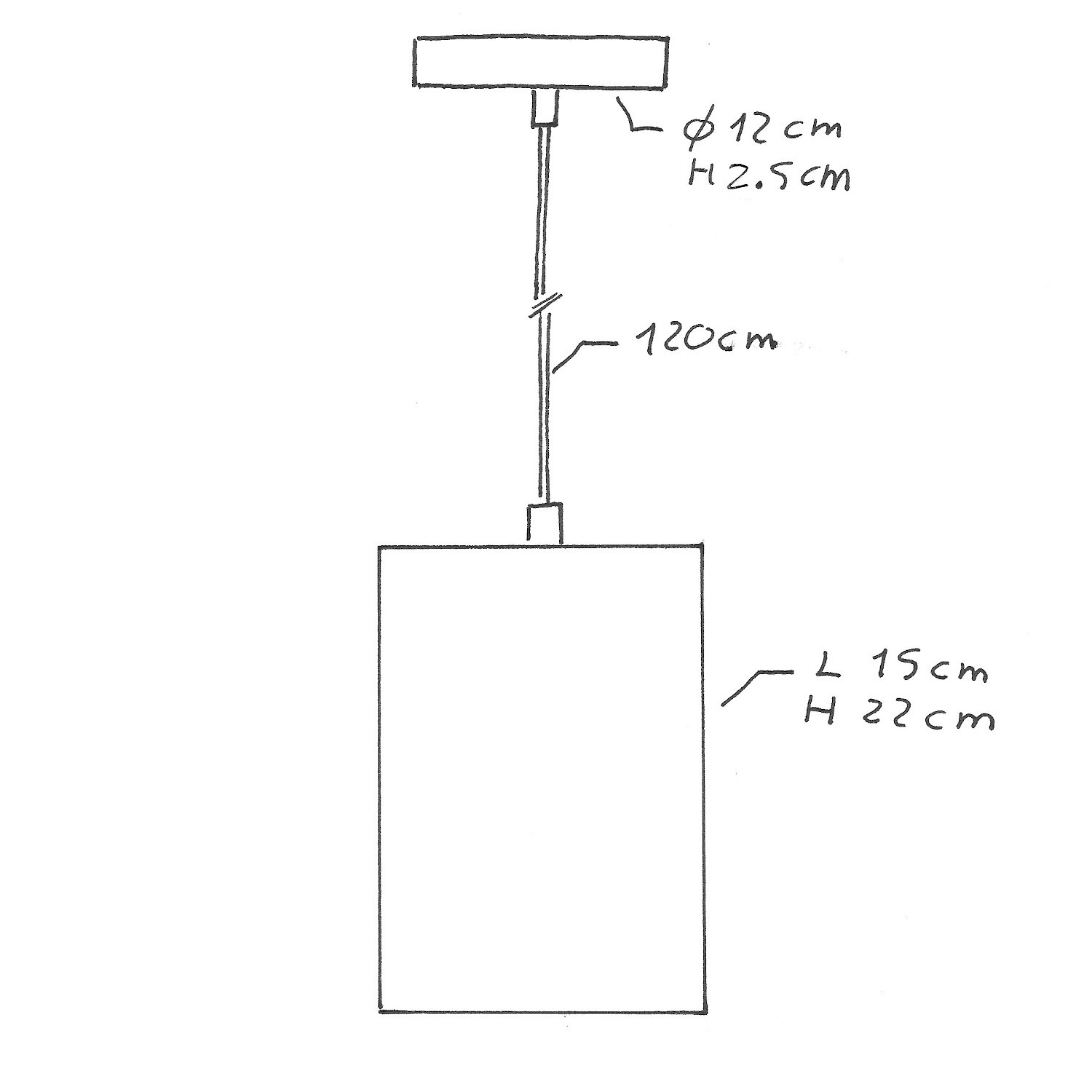 Lampada a sospensione con cavo tessile, paralume Cubo in cemento e finiture in metallo - Made in Italy