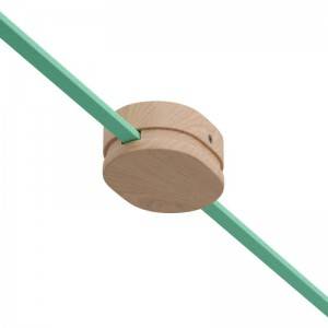 Rosace ovale en bois avec 2 trous latéraux pour le câble plat de guirlande et le système Filé. Fabriqué en Italie