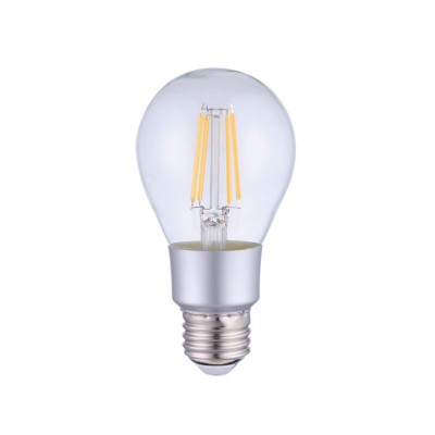 SMART - LED-Glühbirne Tropfen A60 Wifi transparent mit geradem Filament, 6W E27 dimmbar 2700K