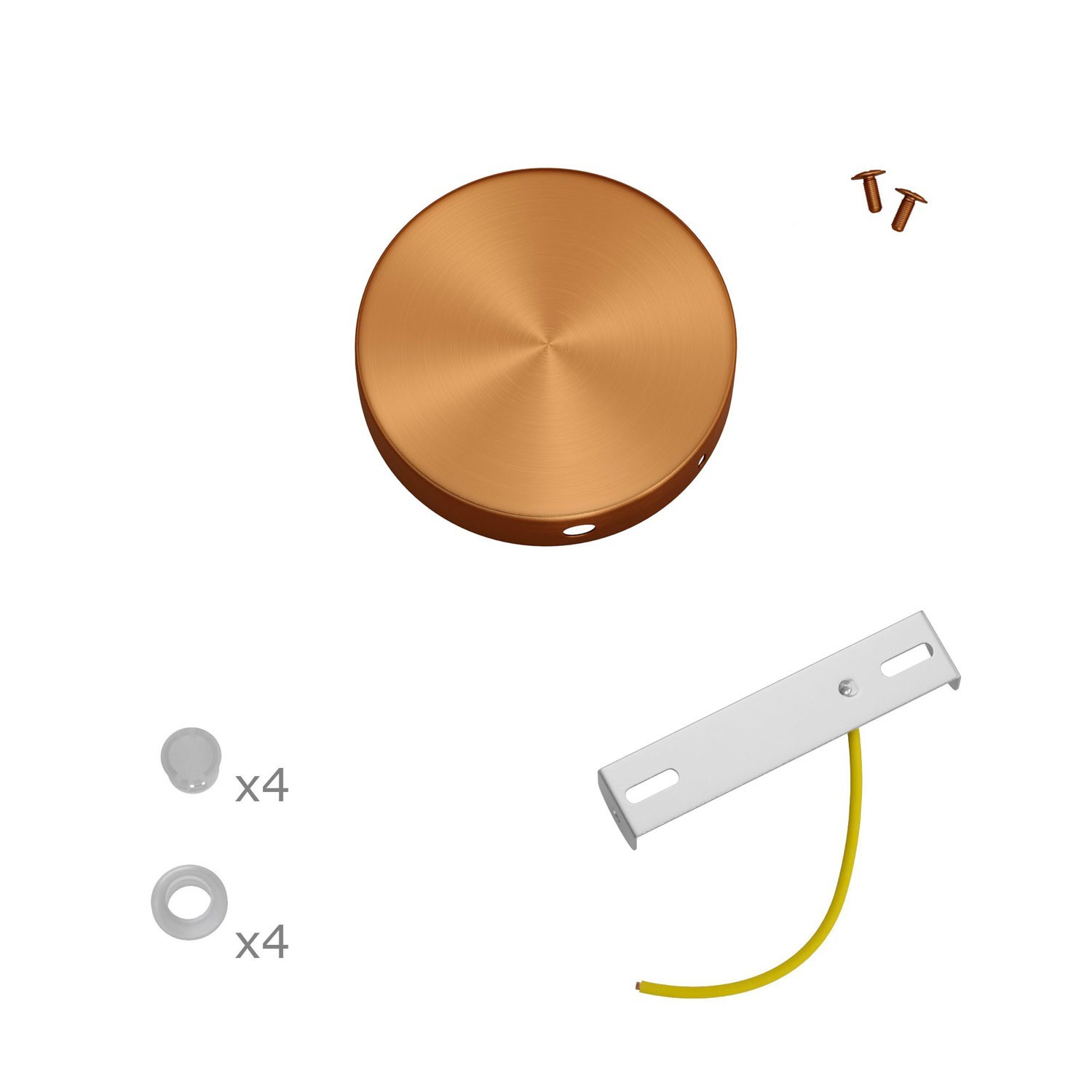 Kit Mini rosone cilindrico in metallo a 4 fori laterali (scatola di derivazione)