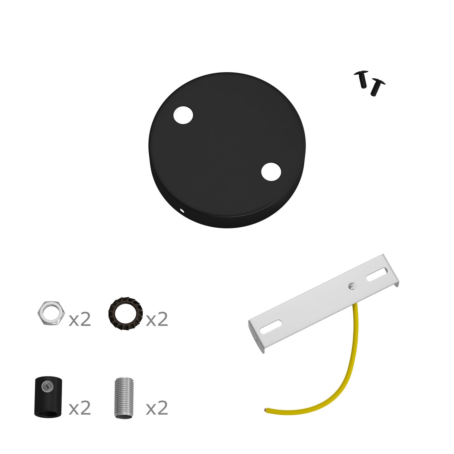 Kit Mini rosace cylindrique en métal à 2 trous centraux et 4 trous latéraux