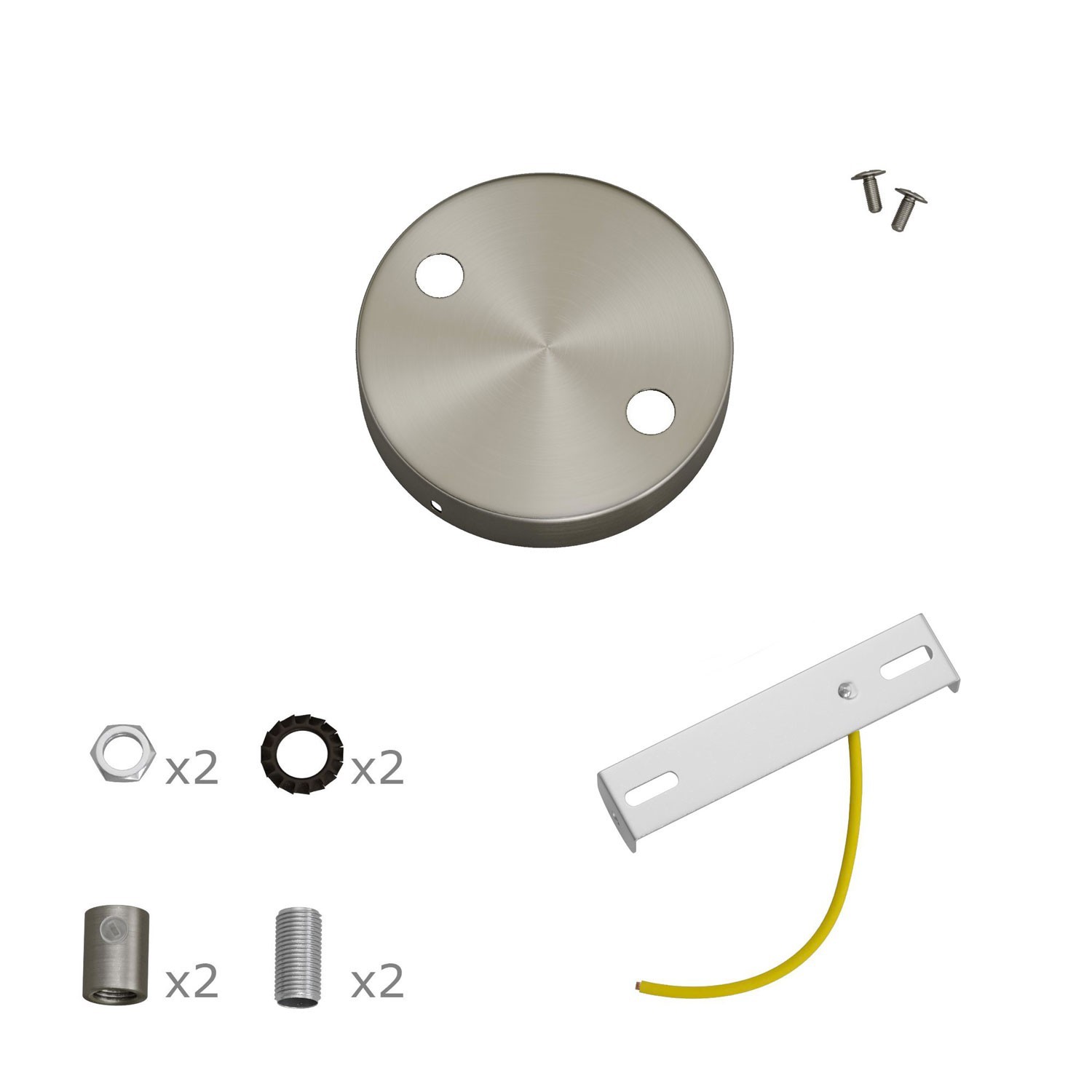 Kit Mini rosace cylindrique en métal à 2 trous centraux et 4 trous latéraux