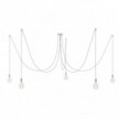 Spider - Lampada a sospensione multipla a 5 cadute Made in Italy completa di cavo tessile e finiture in metallo