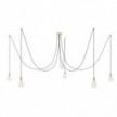Spider - Lampada a sospensione multipla a 5 cadute Made in Italy completa di cavo tessile e finiture in metallo