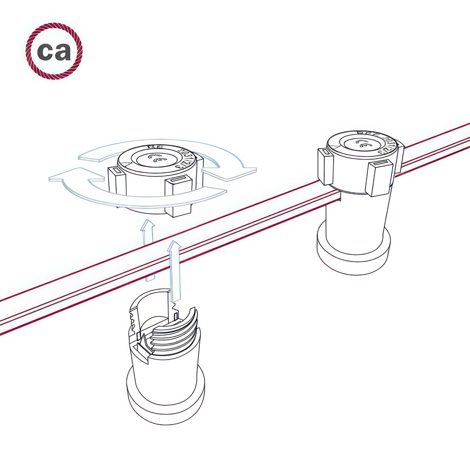 Câble électrique pour guirlande lumineuse Vertigo de Coton Gris et Blanc ECC37