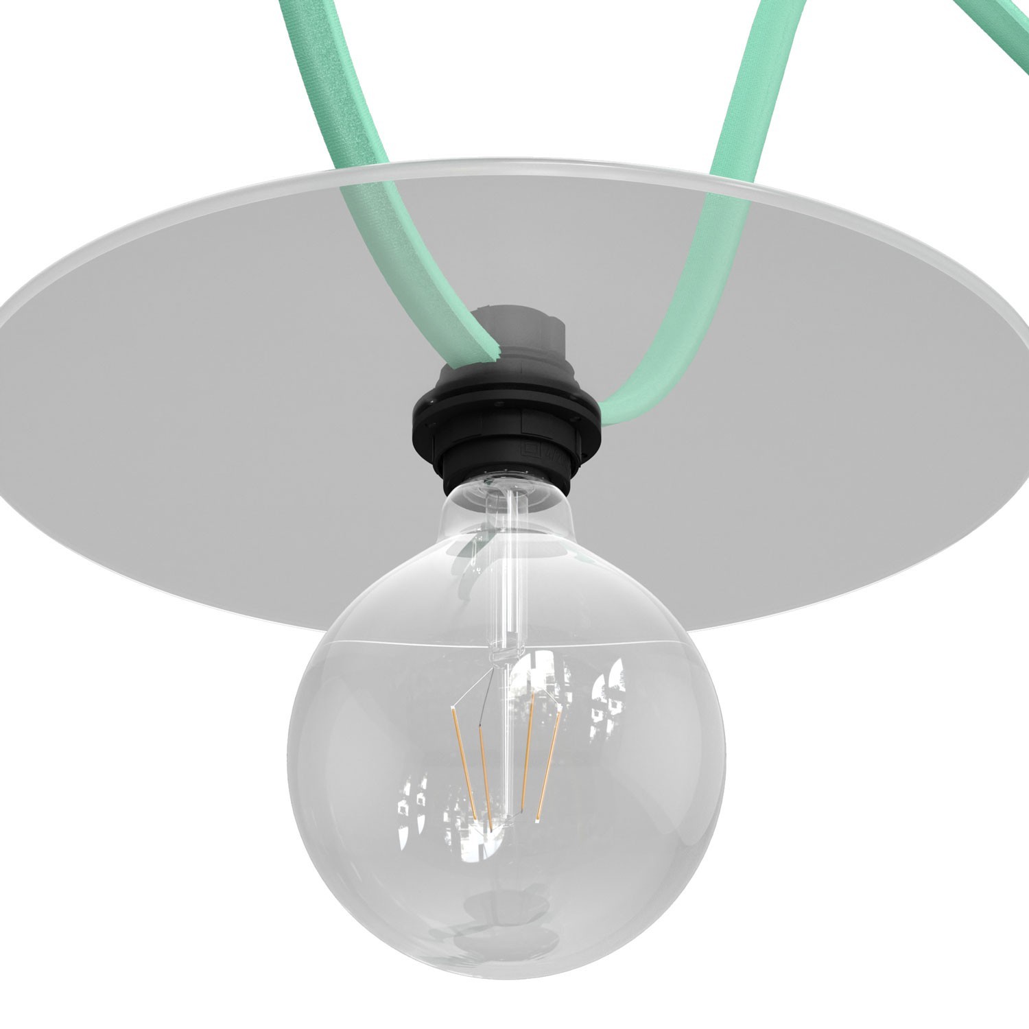 E27 thermoplastische Lampenfassung für Lampenschirme und Lumet Lichterketten in Schwarz mit Doppelklemmring