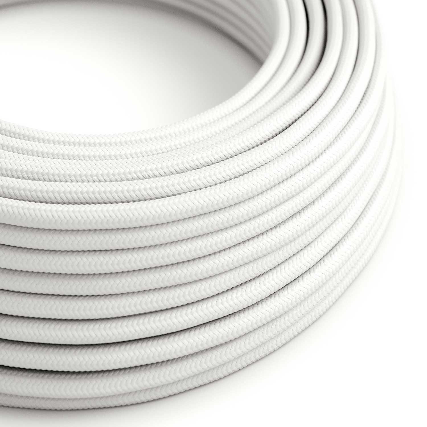 Câble électrique résistant aux UV d'extérieur rond recouvert de tissu blanc SM01 - compatible avec Eiva Outdoor IP65