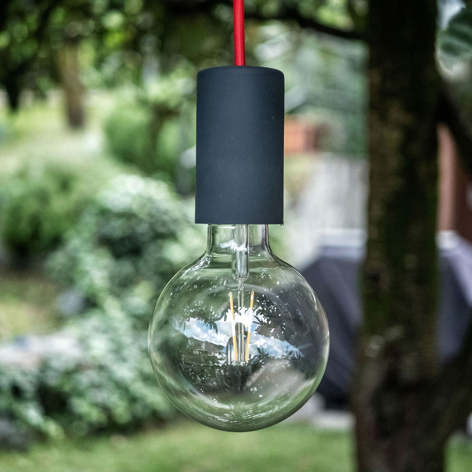 EIVA ELEGANT Suspension d'extérieur avec câble textile, rosace et douille en silicone étanche IP65