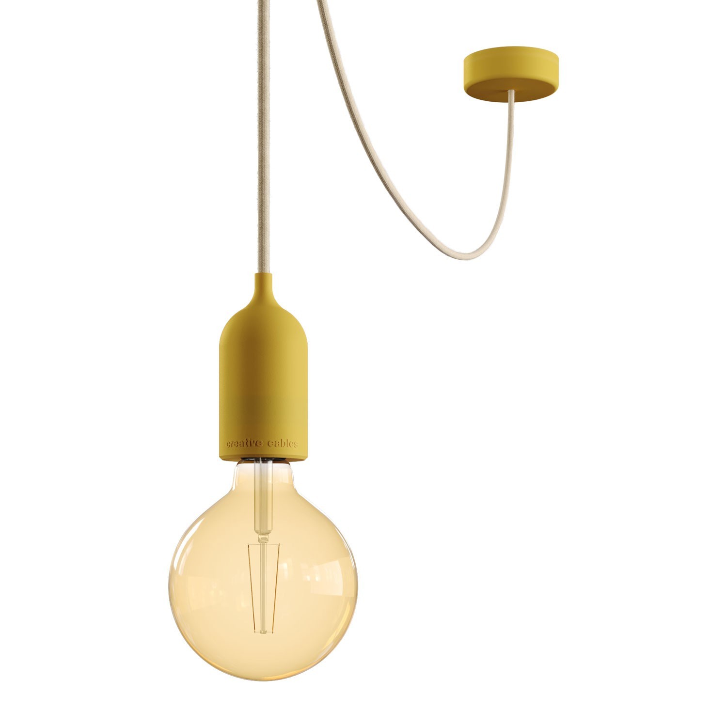 EIVA PASTEL Suspension d'extérieur avec câble textile, décentreur, rosace et douille en silicone étanche IP65