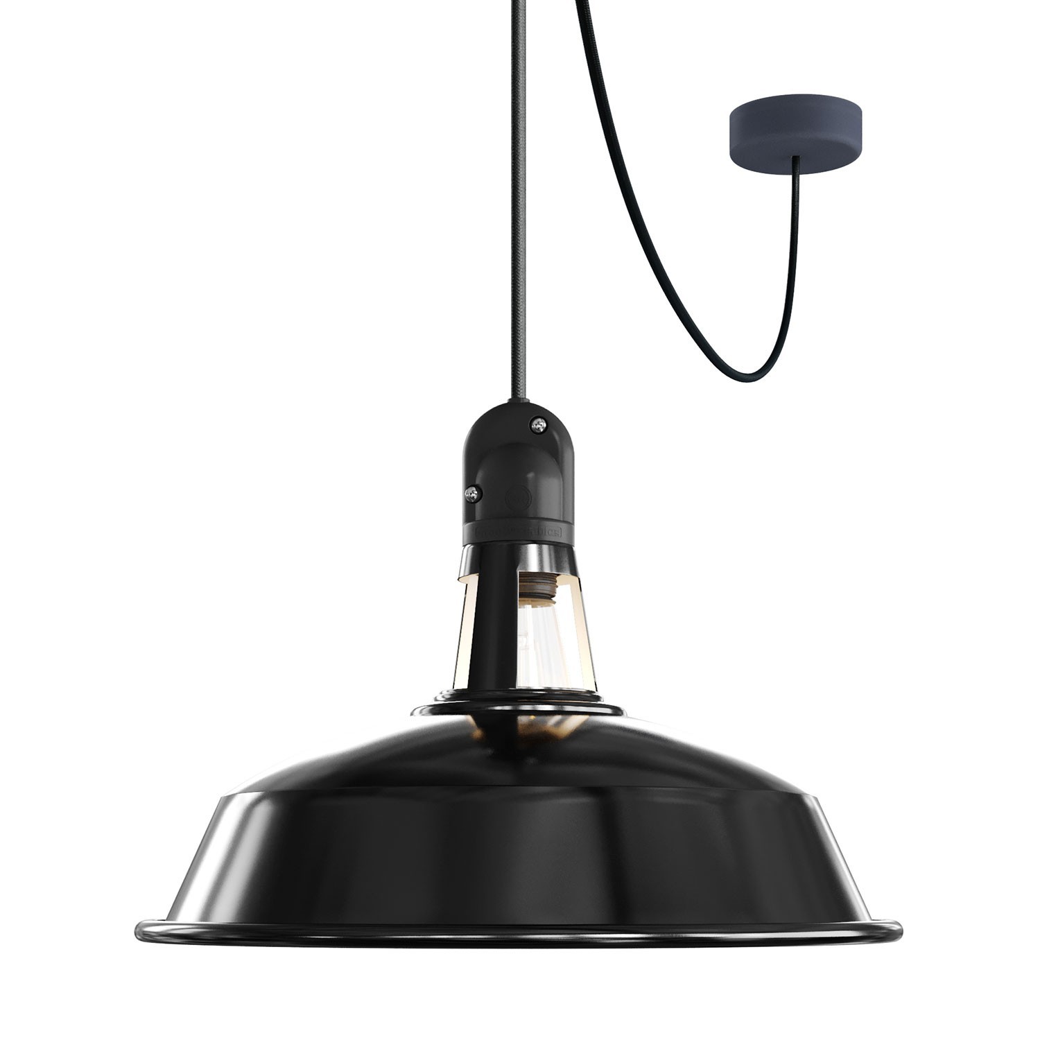 EIVA Outdoor-Pendelleuchte mit Lampenschirm, Textilkabel, Deckenbefestigung, Silikon-Lampenbaldachin und Lampenfassung, IP65