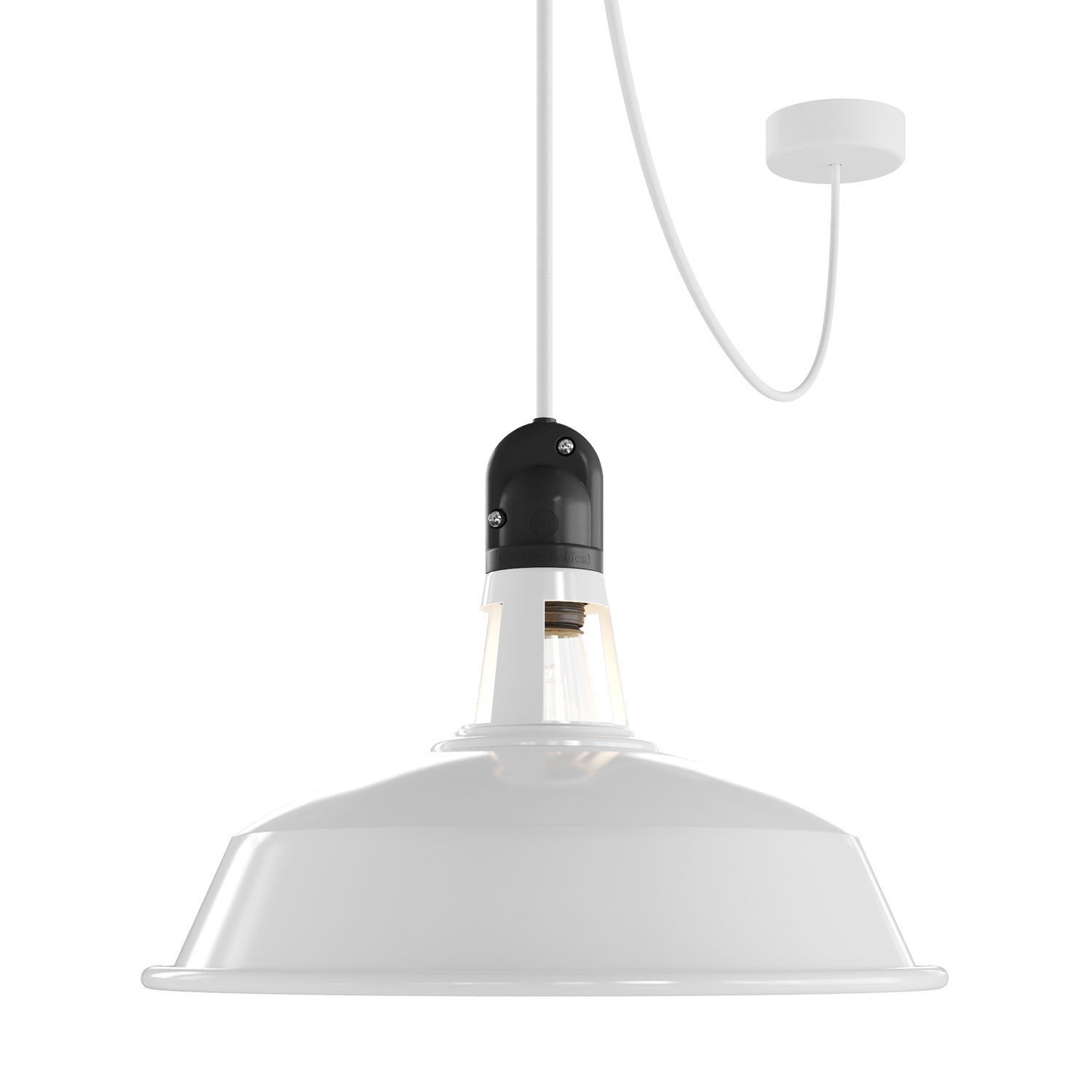 EIVA Suspension d'extérieur avec abat-jour, câble textile, rosace en silicone et douille étanche IP65