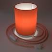 Lampe Posaluce en métal avec abat-jour Cilindro Cinette Orange avec câble textile, interrupteur et prise bipolaire