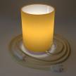 Metall Posaluce mit leuchtend gelbem Lampenschirm Cilindro, komplett mit Textilkabel, Schalter und 2-poligem Stecker