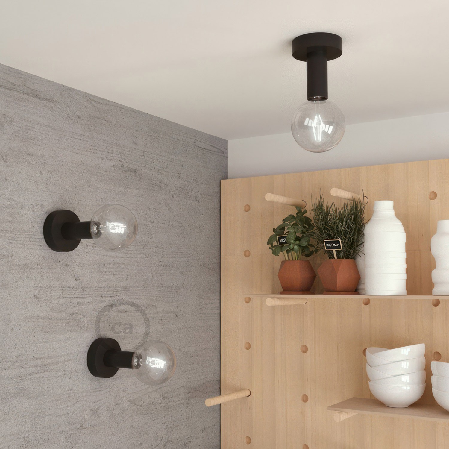 Fermaluce Wood M, il punto luce in legno a parete o soffitto