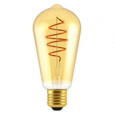 Lampadina LED Edison ST64 Linea Croissant Dorata con Filamento a Spirale 5W E27 Dimmerabile 2000K